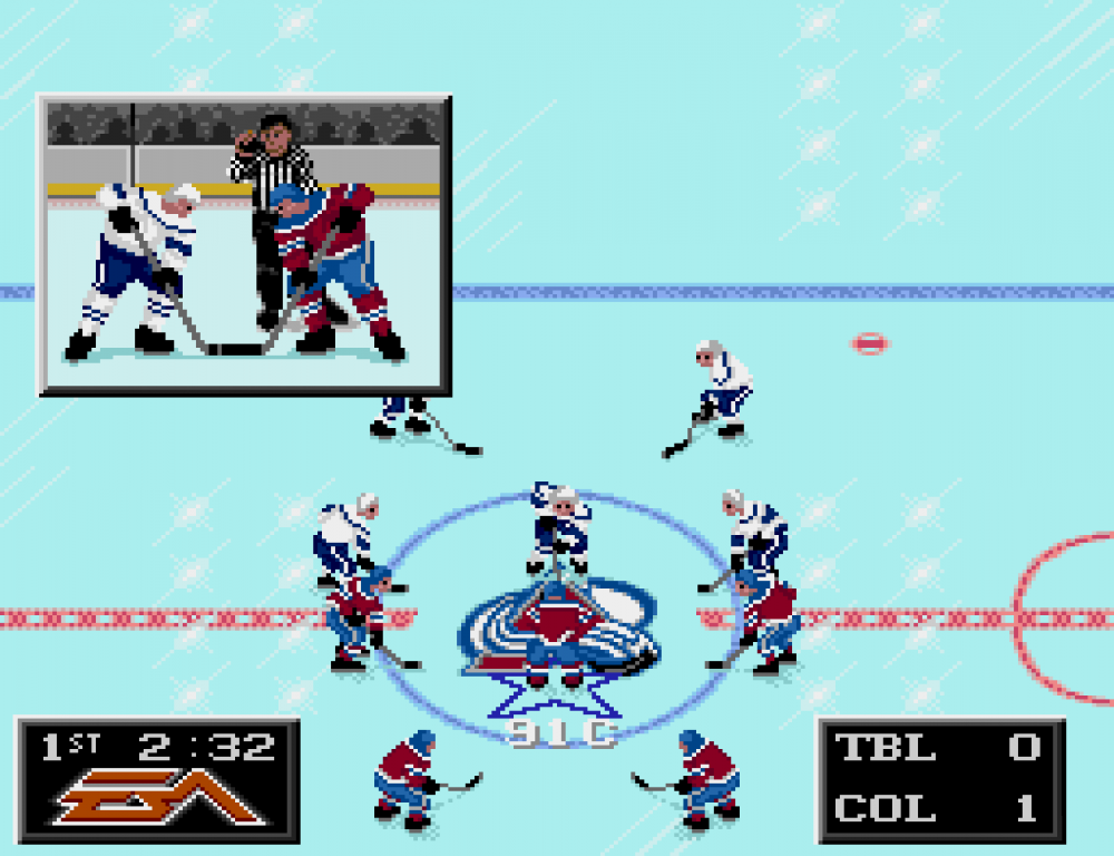 NHL 94 - Screenshots - 7. Centre Ice Face-Off - COL TB.png