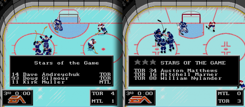 NHL 94 - Screenshots - 11. Crease, Goalie, Timer, & Stars of the Game - Comp 2024 - 4x.png