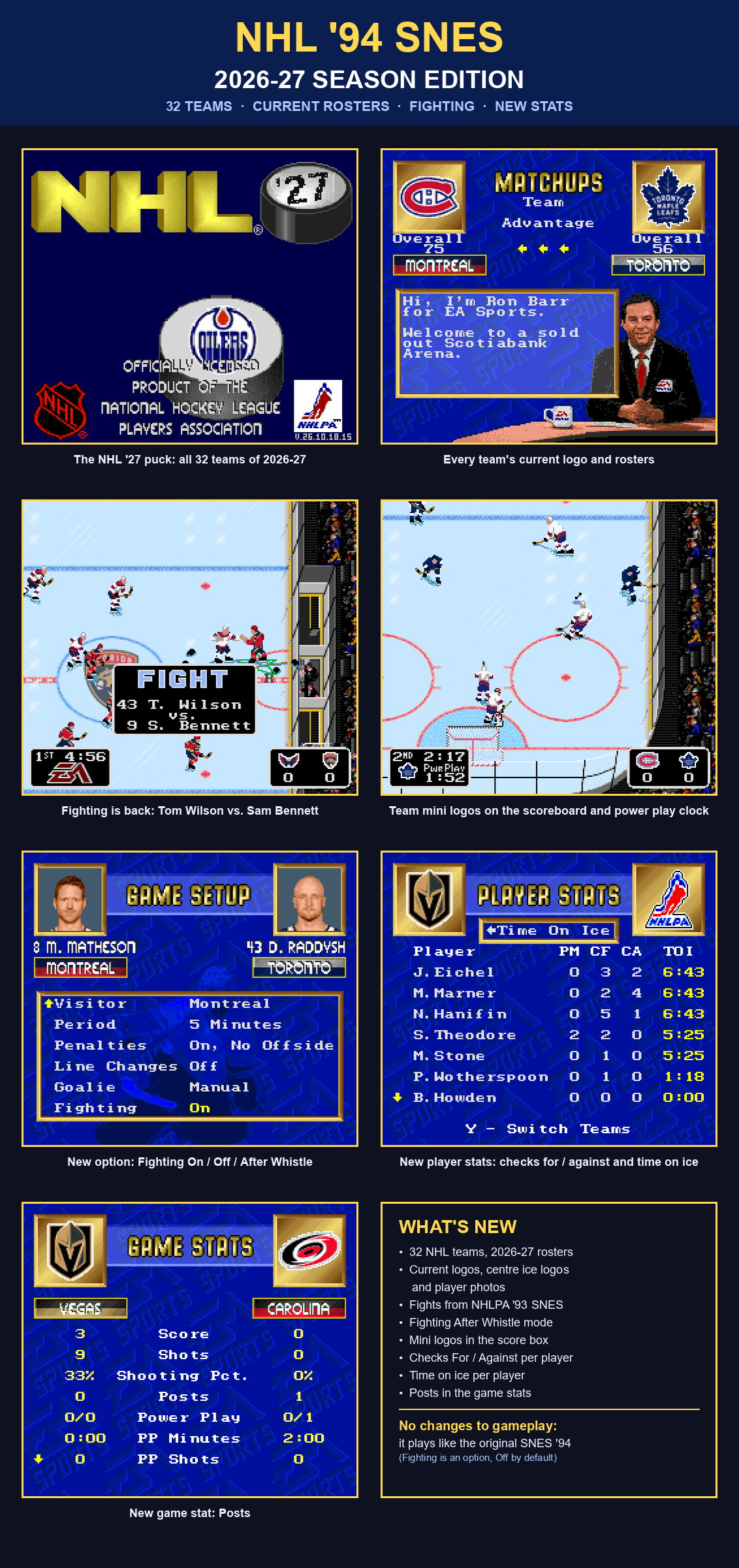 SNES NHL 27 + Fighting + 60FPS