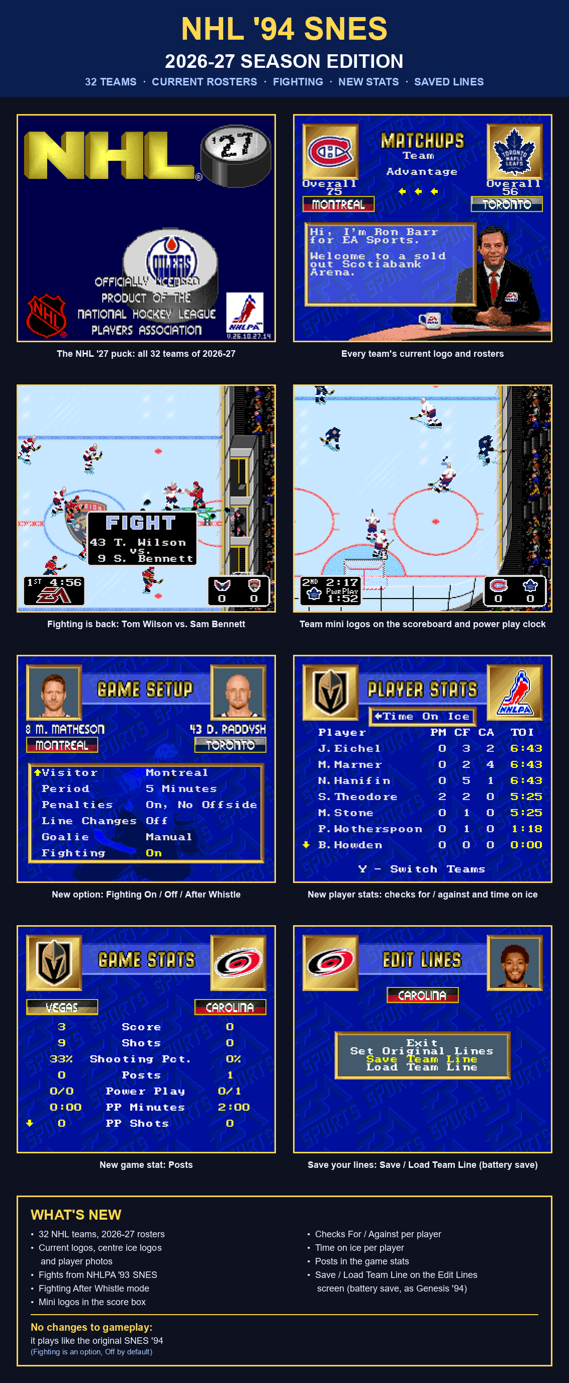 SNES NHL 27 + Fighting + 60 FPS